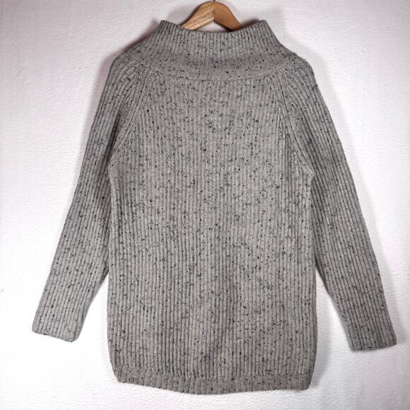 Kokun Women's Hi Low Cowl Neck Knit Wool Cashmere Gray Sweater Cottagecore Large - Picture 2 of 8